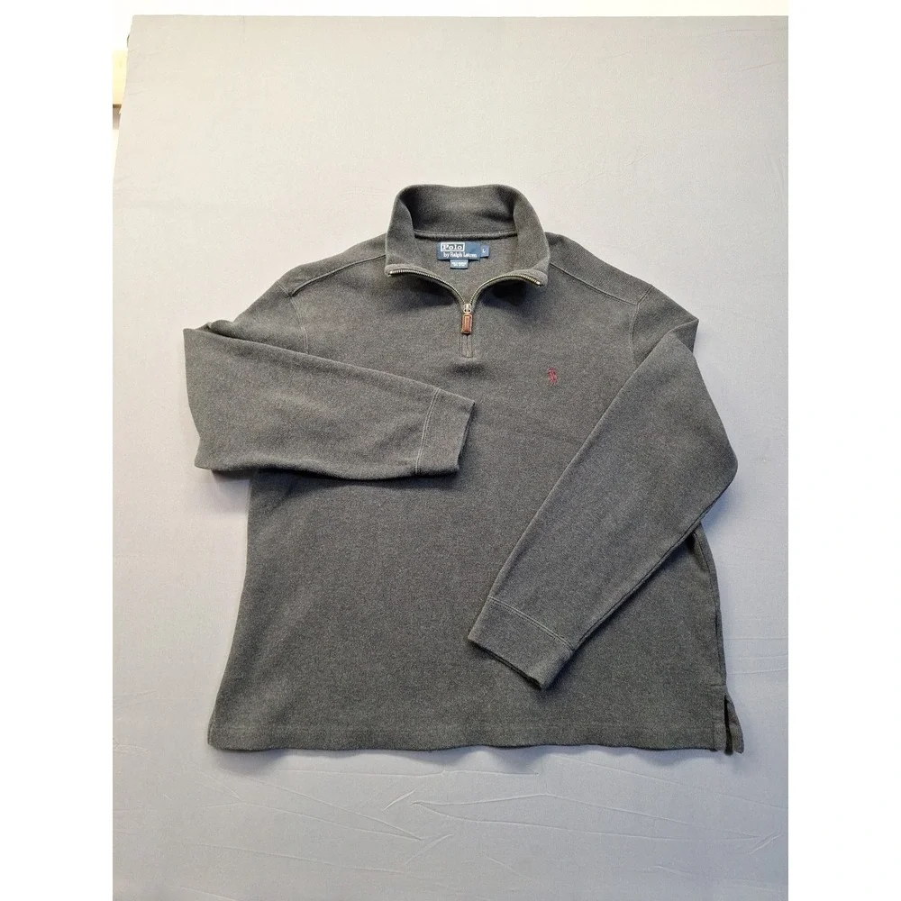 Polo Ralph Lauren Quarter Zip Pullover Sweatshirt Sweater Mens Large Gray Preppy